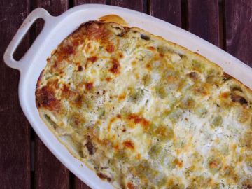 Gratin de ravioles fondant (lardon, chèvre et crème)
