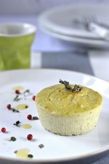 Flan aux haricots verts et parmesan au mascarpone