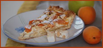 Tarte abricots, pommes, nougat