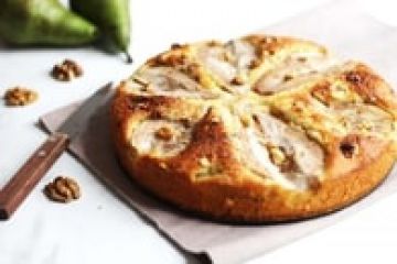 Gâteau aux poires, frangipane et noix