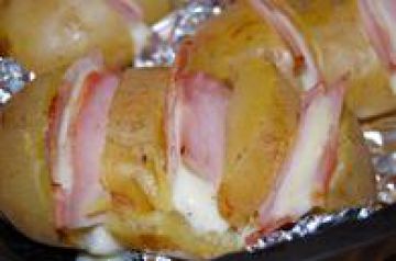 Pommes de terre au four à la mozzarella et jambon