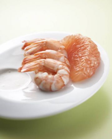 Gambas coco, pomelos et citron vert
