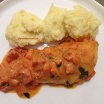Poulet à la crème tomate et basilic