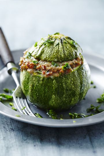 Courgettes farcies à la viande hachée aux herbes