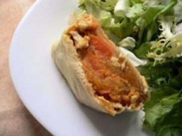 Strudel de patate douce au poulet, chèvre et cumin