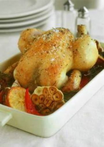 Poulet rôti au citron et à l'ail