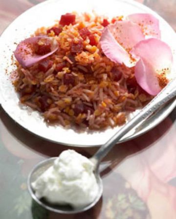 Riz, lentilles et betterave