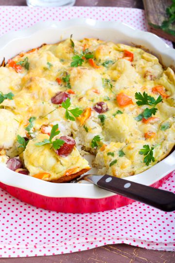 Gratin de chou-fleur aux saucisses