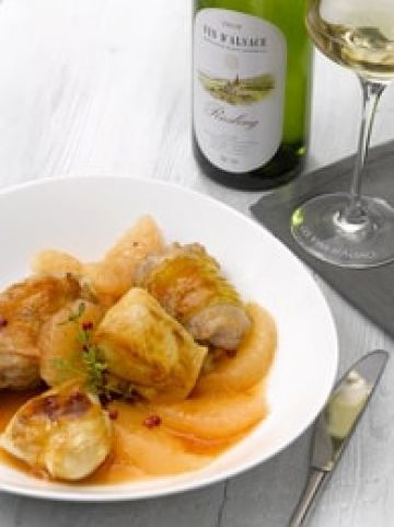 Poulet rôti aux pamplemousses et aux baies roses