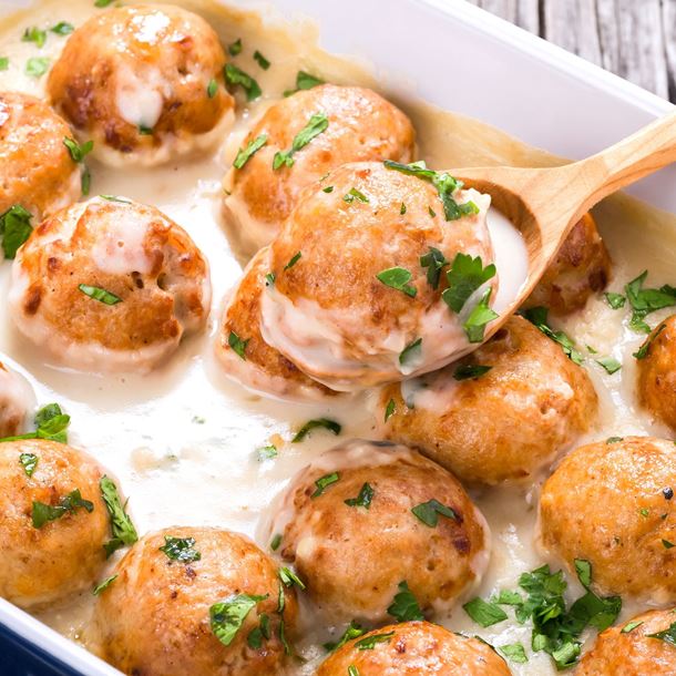 Boulettes de veau sauce crème aux champignons