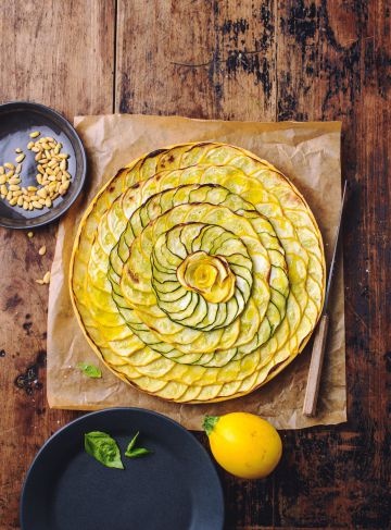 Tarte fleur courgettes et ricotta