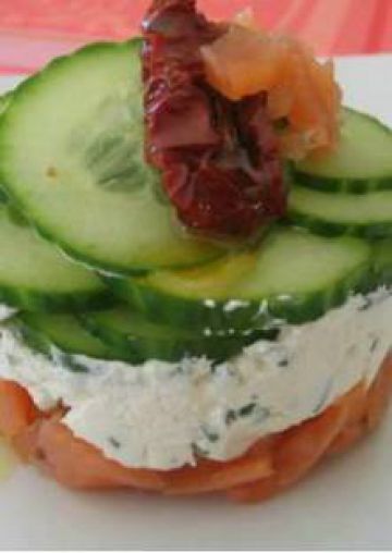 Saumon fumé au fromage frais et au concombre