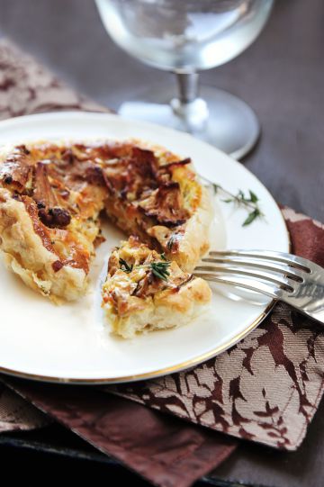 Quiche aux champignons et gésiers de canard confits