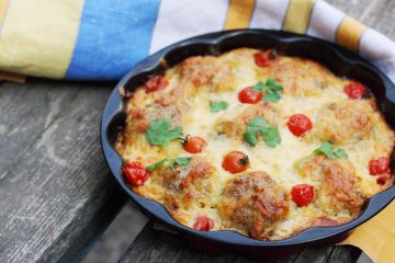 Boulettes de porc gratinées aux légumes et au reblochon