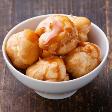 Profiteroles pistache et caramel