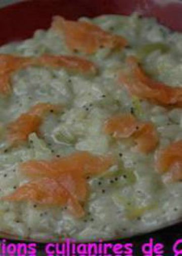 Risotto aux poireaux, saumon, chèvre frais et citron