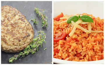 Steak haché et riz à la tomate