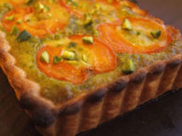 Tarte abricots-pistaches au lait d'amandes