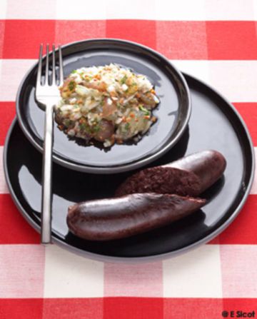 Boudin noir et salsa raisins frais