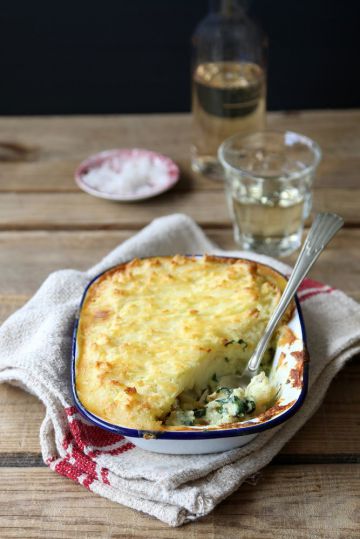 Gratin Parmentier de poisson aux épinards et à la noix de muscade