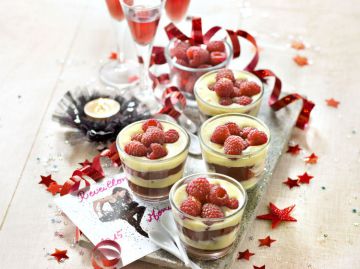 Verrines framboises aux deux chocolats