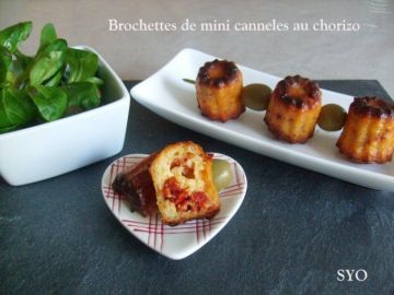 Brochettes de mini-cannelés au chorizo