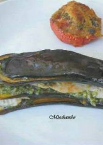 Mille-feuilles d' aubergines et poulet au pesto