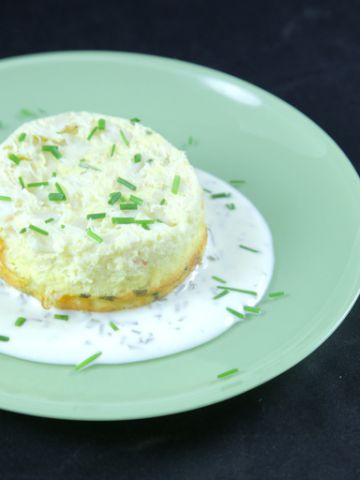 Flan au crabe sauce ciboulette