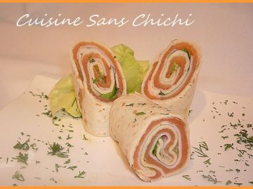 Wraps de saumon, sauce moutarde et miel.