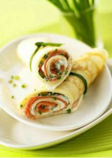 Wraps de crêpes au saumon fumé