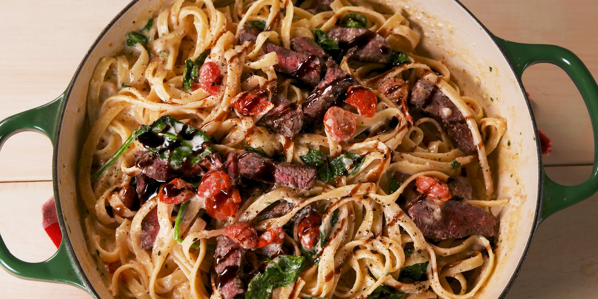 Fettuccine au steak crémeux