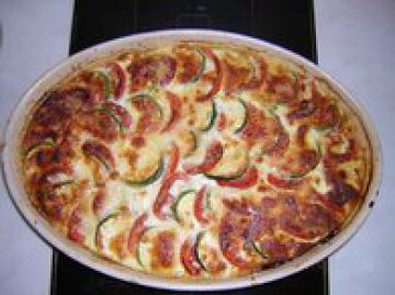 Clafoutis tomates, courgettes, mozzarella