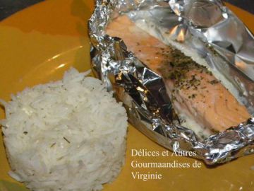 Papillottes de saumon et riz