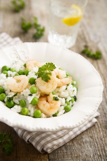 Risotto aux petits pois et crevettes