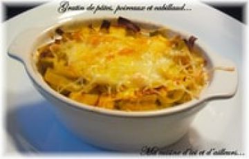 Gratin de pâtes, poireaux et cabillaud