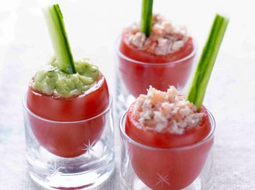 Tomates à la coque, mouillettes de concombre