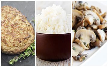 Steak haché, champignons et riz