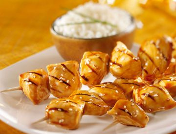 Brochettes de poulet sauce soja sucrée