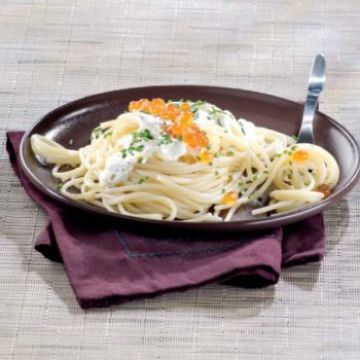 Spaghettis aux œufs de saumon