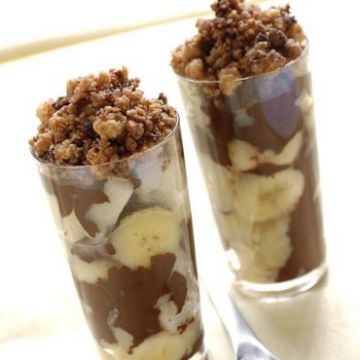Crumble banane poire chocolat