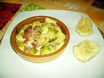 Gratinée de choux de bruxelles et ses petits palets