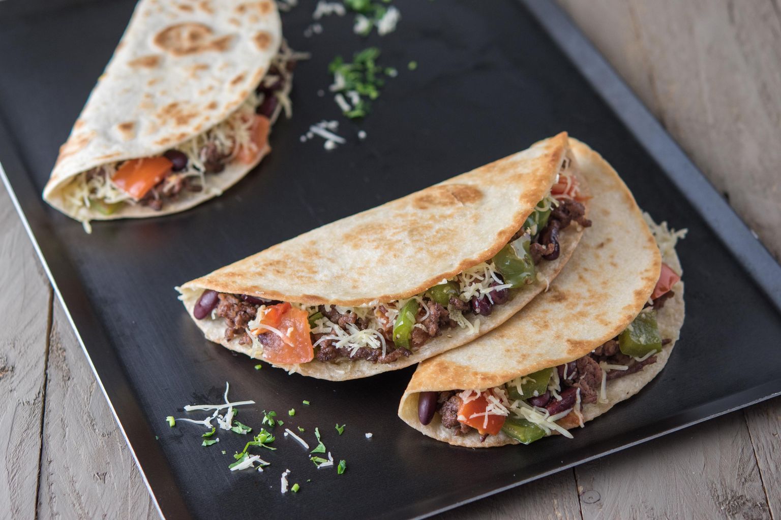 Quesadillas au boeuf et à l'emmental
