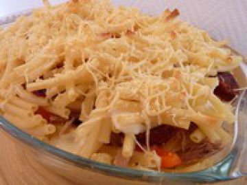Gratin de pâtes au chorizo et au thon