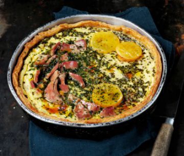 Tarte au thon, carottes et citron confit
