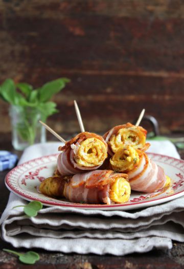 Roulés de lard aux œufs et au curry