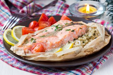 Papillote de saumon citronné au riz
