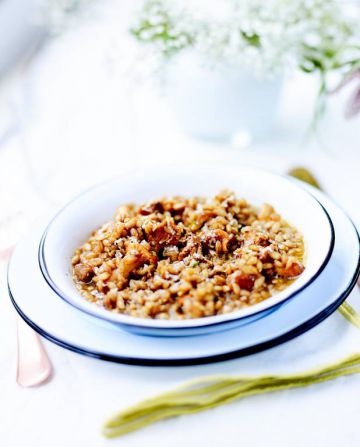 Risotto de petit épeautre aux girolles de printemps
