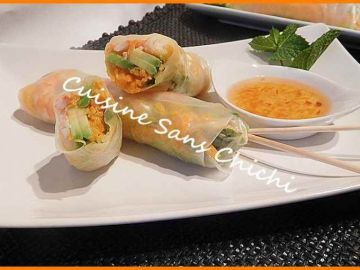 Rouleaux de printemps, avocat, carotte, crevette