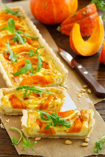 Tarte spéciale au céleri-rave, potimarron et bacon