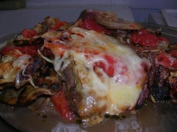 Gratin d'aubergines et tomatesà la mozzarella